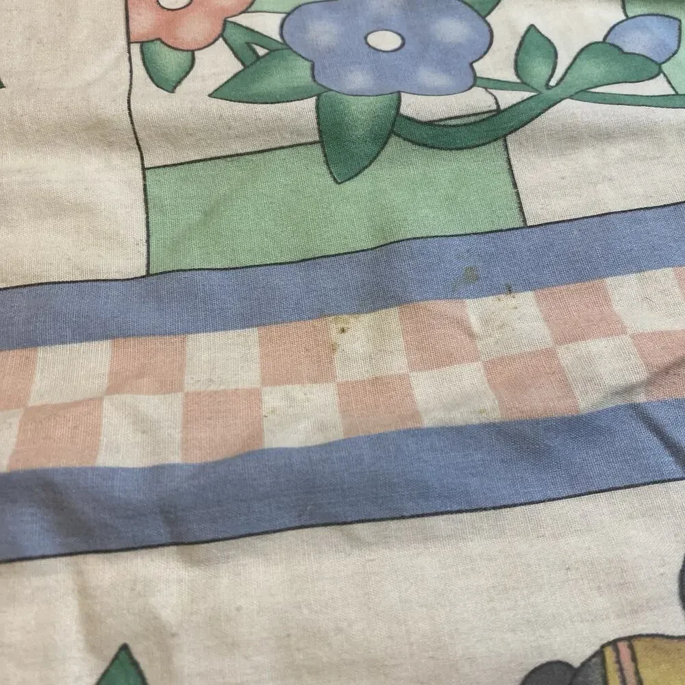 Vintage Crib Baby Coverlet Quilt Blanket Novelty Print Lightweight Cotton 42x30”